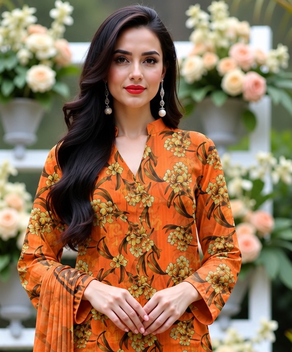 Amber Bloom Lawn Suit