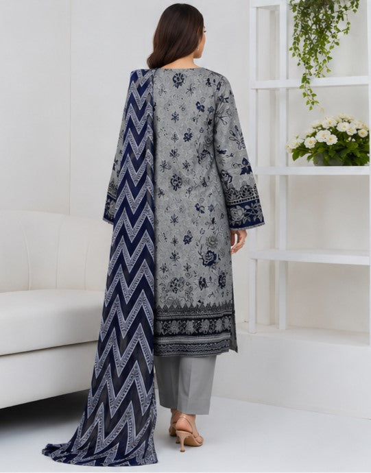 Charcoal Rose Lawn Suit