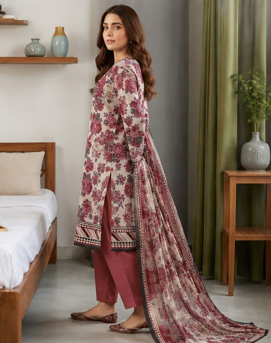 Ivory Rosette Lawn Suit