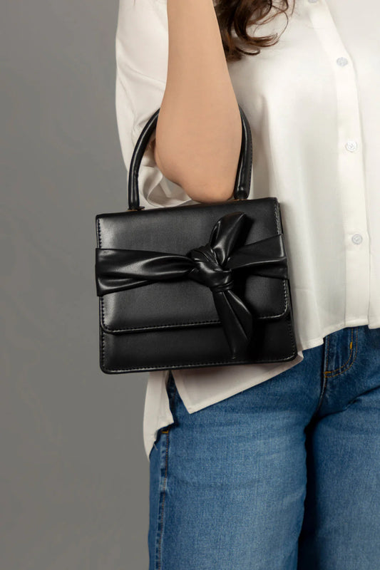 Noir Bow Handbag Black 027