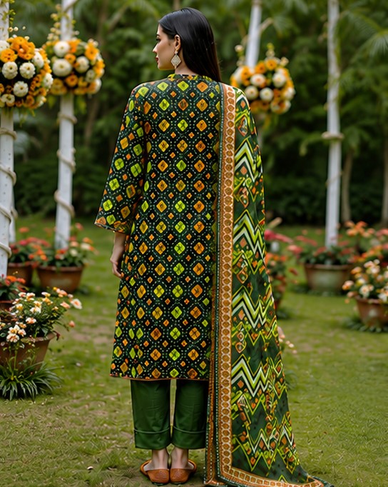 Emerald Bandhani Lawn Set