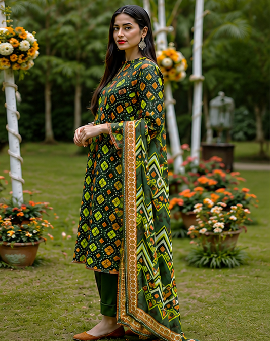 Emerald Bandhani Lawn Set