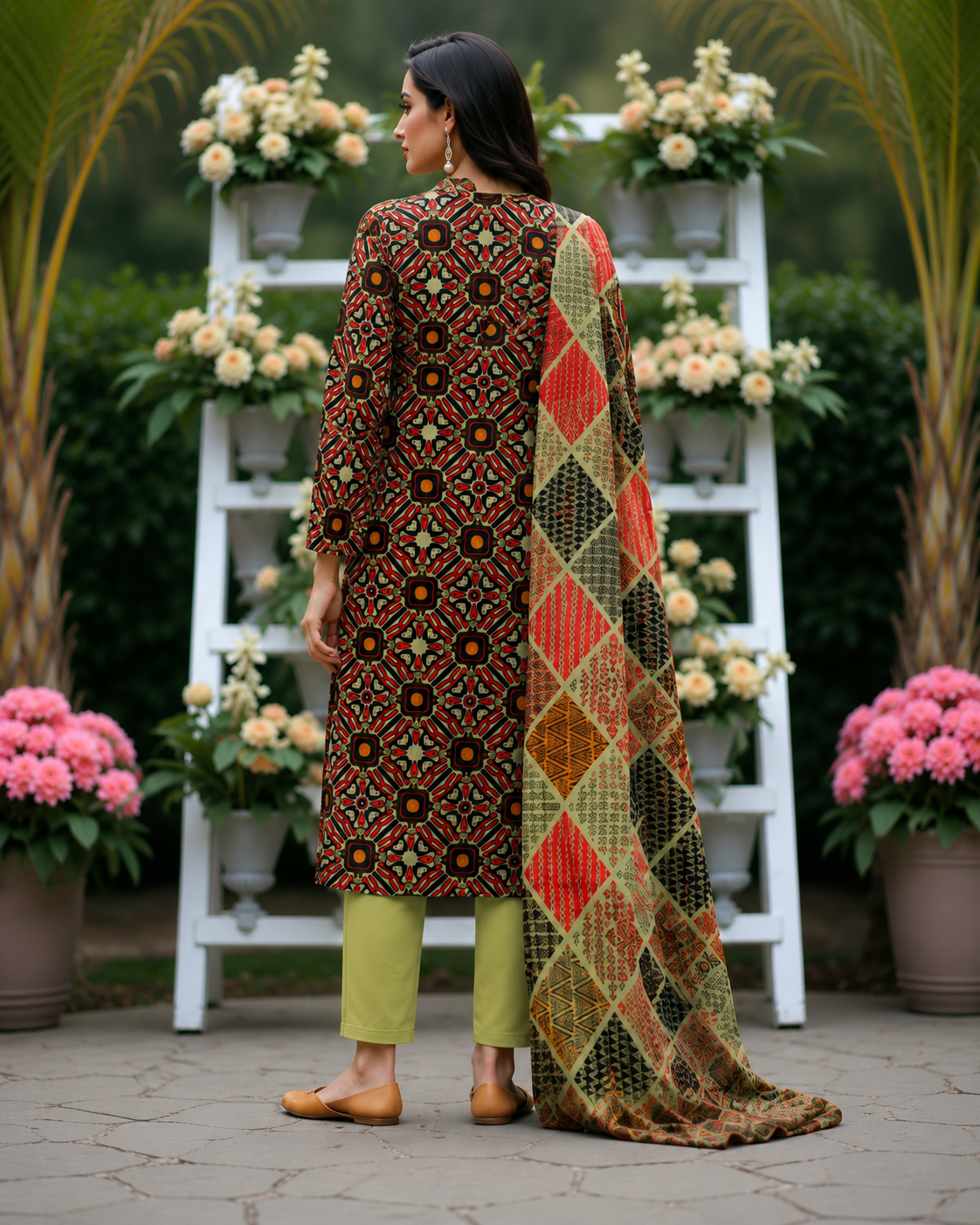 Ruby Mosaic Lawn Suit
