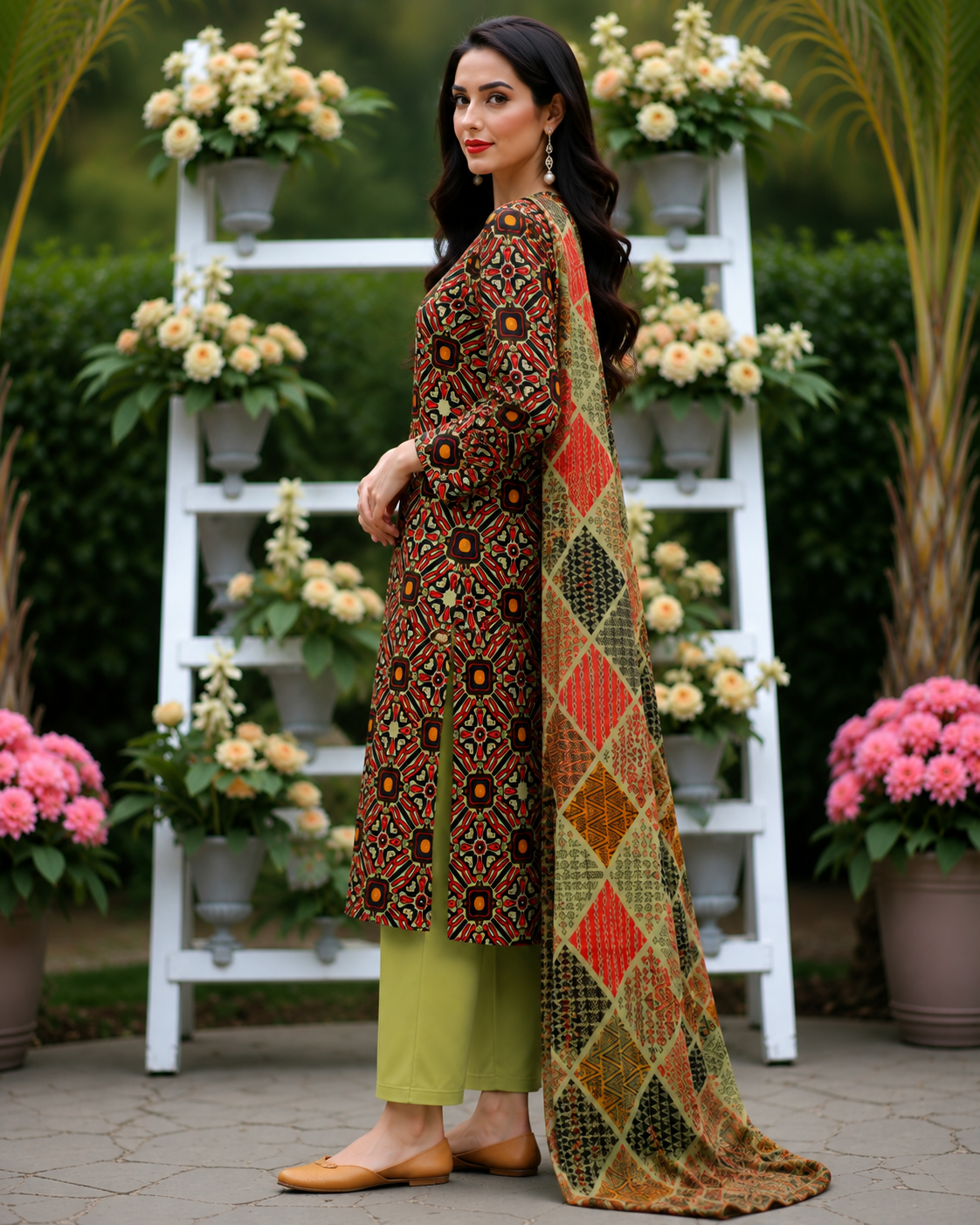 Ruby Mosaic Lawn Suit