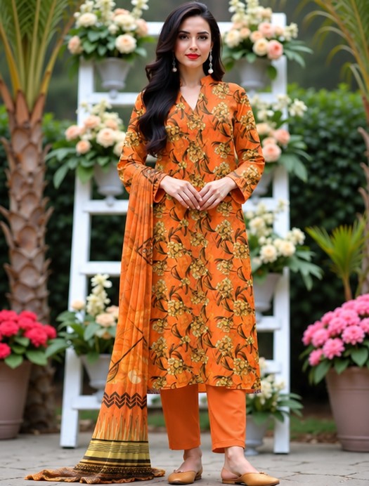 Amber Bloom Lawn Suit