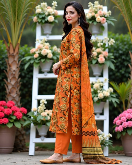 Amber Bloom Lawn Suit