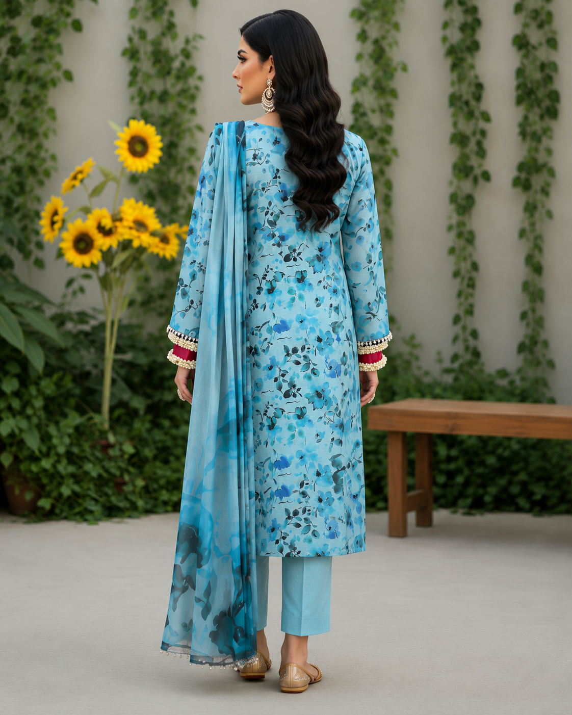 Azure Petal Lawn Suit