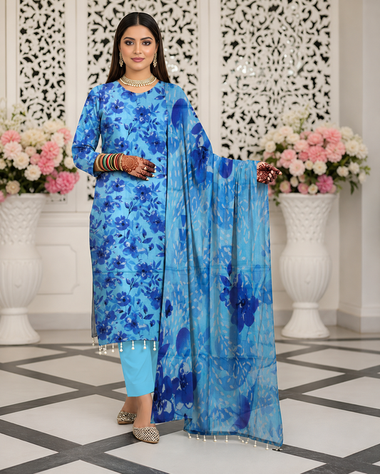 Cobalt Bloom Lawn Suit
