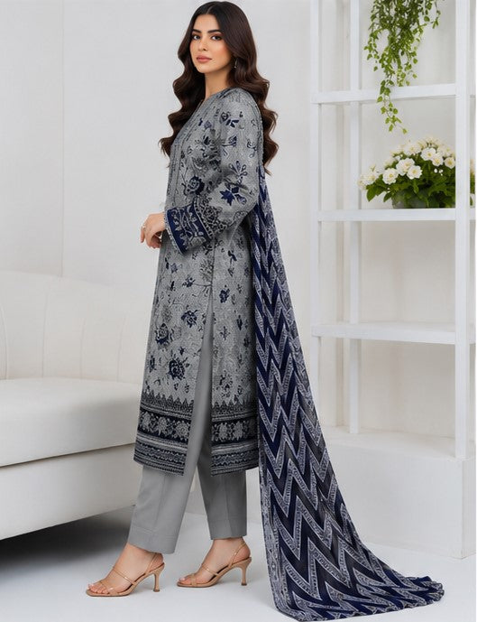 Charcoal Rose Lawn Suit