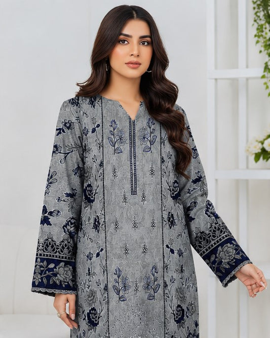 Charcoal Rose Lawn Suit