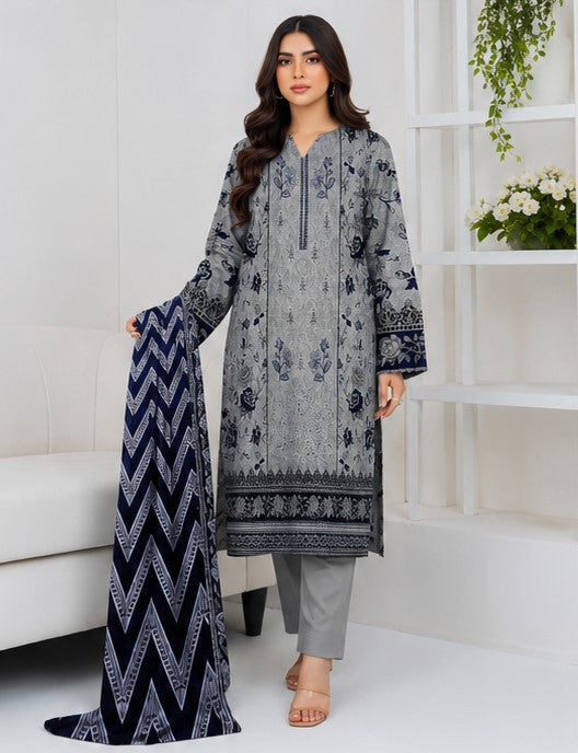 Charcoal Rose Lawn Suit