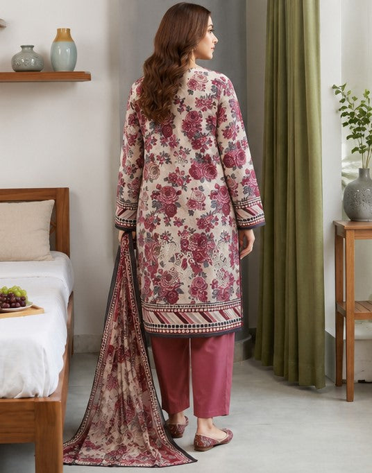Ivory Rosette Lawn Suit