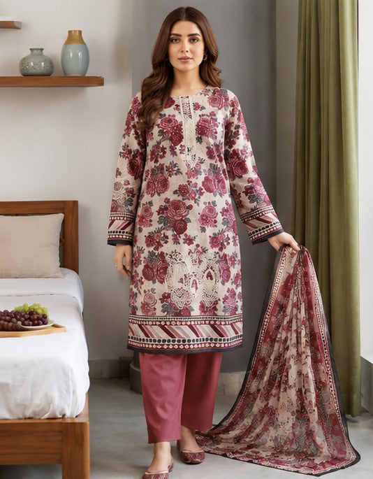 Ivory Rosette Lawn Suit