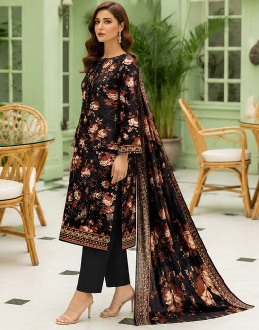Midnight Rose Lawn Suit