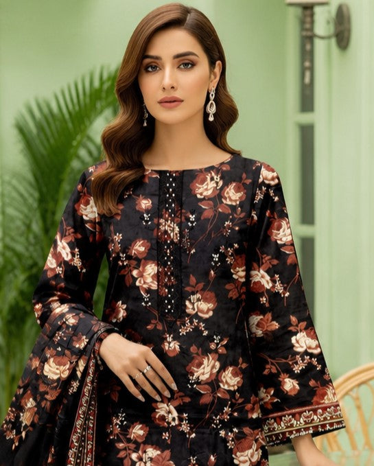 Midnight Rose Lawn Suit