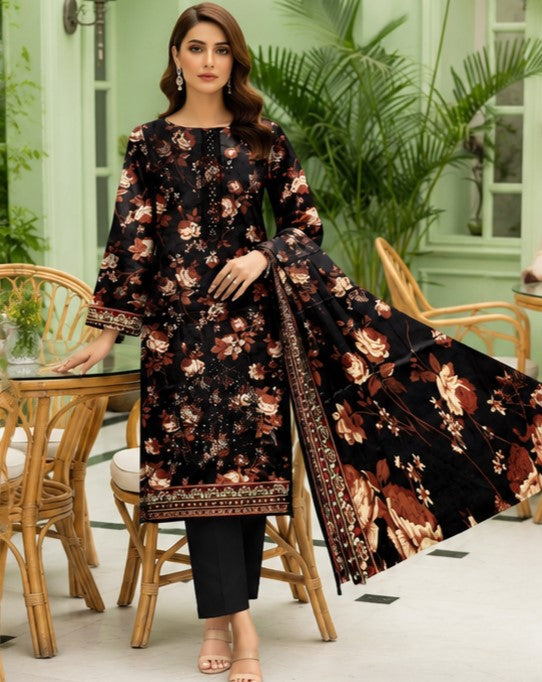 Midnight Rose Lawn Suit