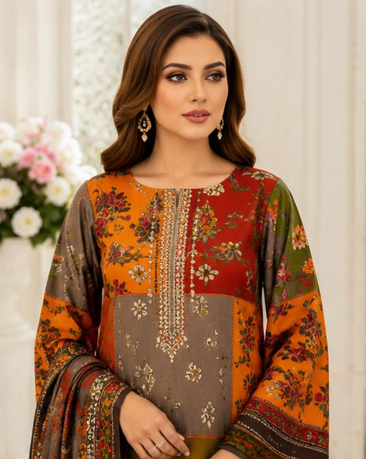 Autumn Patchwork Lawn Suit